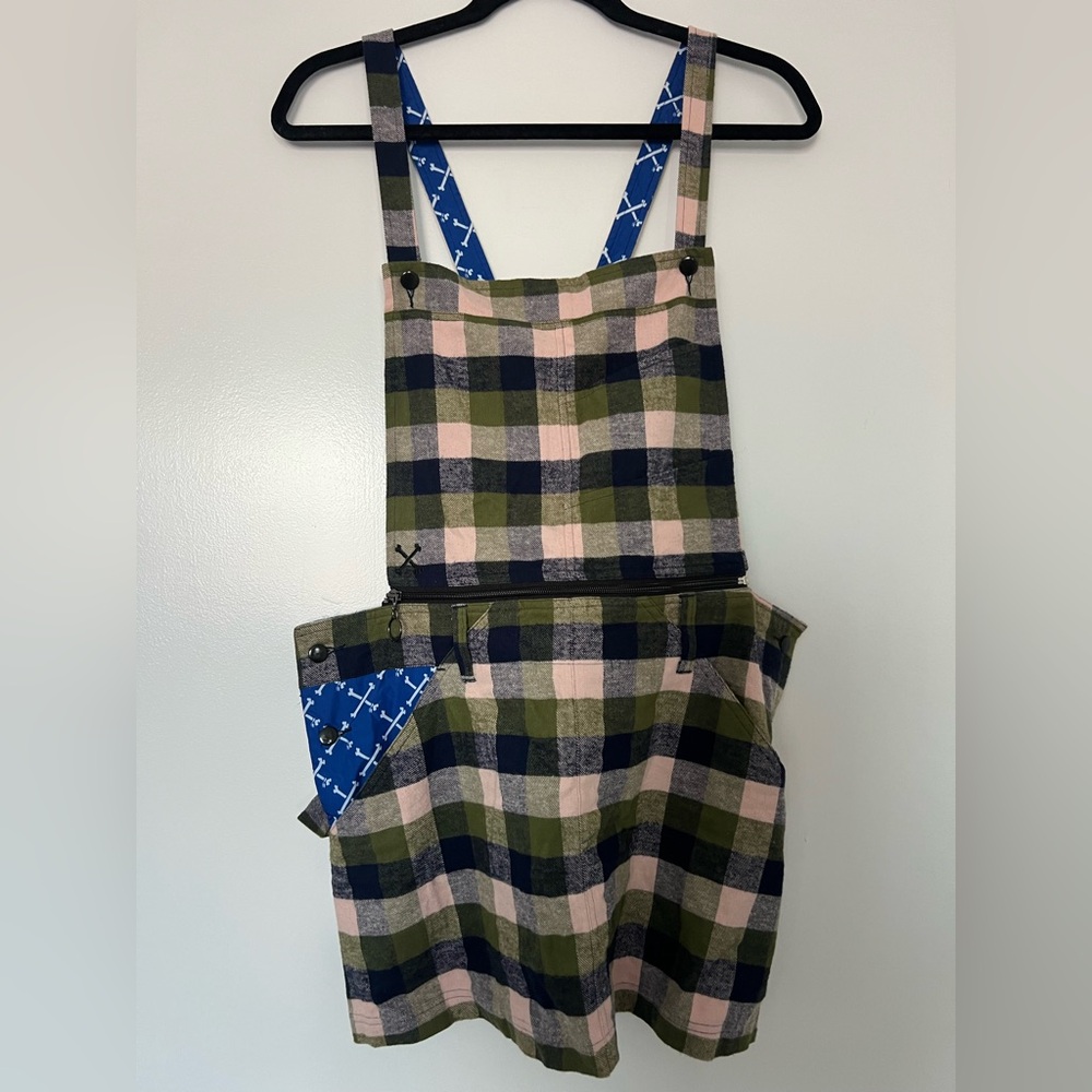 In4mation Plaid Overall Dress with Detachable Skirt Size M